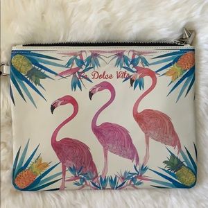 Emm Kuo Dolce Vita Flamingo Wristlet Clutch Pouch